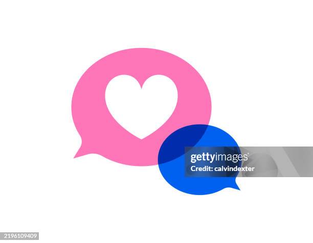 ilustrações de stock, clip art, desenhos animados e ícones de heart shape icon on online chat bubble - gratidão