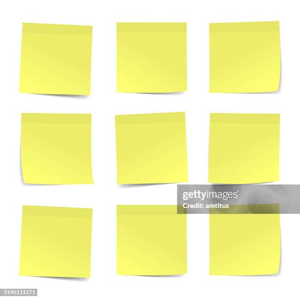 gelbe haftnotizen - klebezettel stock-grafiken, -clipart, -cartoons und -symbole