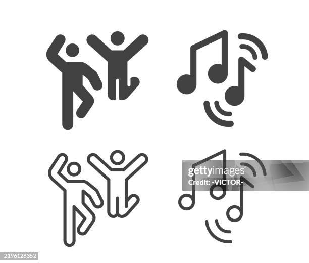 stockillustraties, clipart, cartoons en iconen met dancing - music - illustration icons - feest