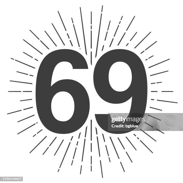 69 Number Sixtynine Icon With Reflection On White Background High