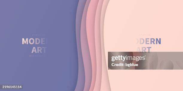ilustraciones, imágenes clip art, dibujos animados e iconos de stock de formas de onda abstractas rosas - fondo de corte de papel - diseño 3d de moda - fondo beige
