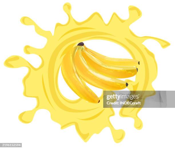 banana juice splash - fruit basket stock illustrations