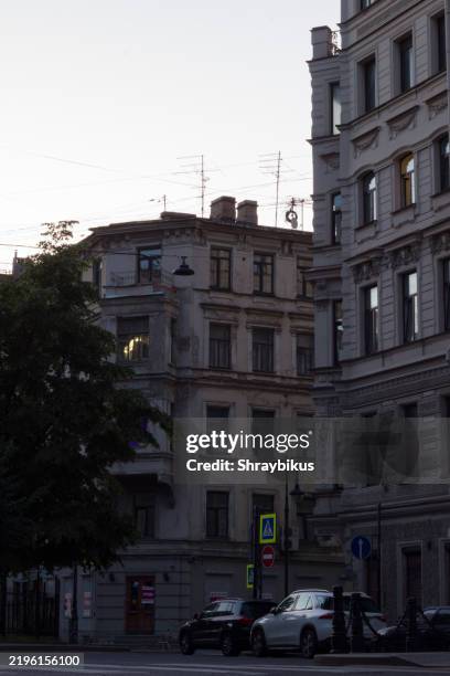 Facade of historical buildings in Saint Petersburg