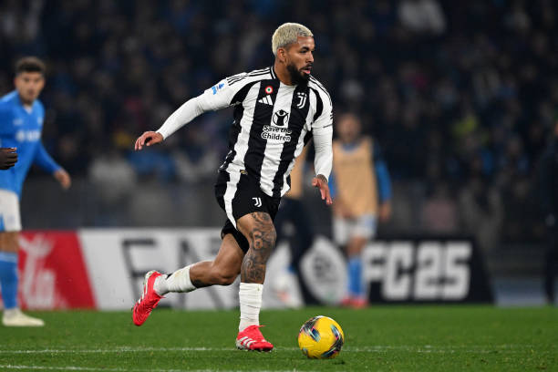 Douglas Luiz of Juventus during the Serie A match between Napoli and Juventus at Stadio Diego Armando Maradona on January 25, 2025 in Naples, Italy.
