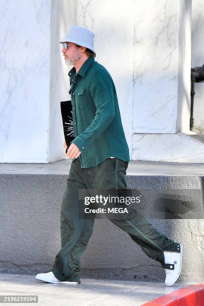 Brad Pitt is seen out and about on January 28, 2025 in Beverly Hills, California.
