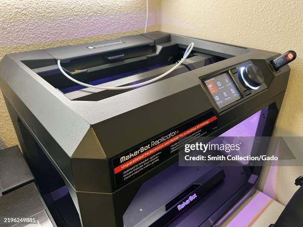 MakerBot Replicator+ 3D printer on display in an indoor setting, Lafayette, California, January 25, 2025.