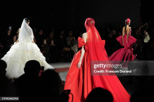 Models walk the runway during the Giambattista Valli Haute Couture Spring-Summer 2025 show as part of Paris Fashion Week on January 27, 2025 in...