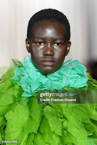 Model walks the runway during the Giambattista Valli Haute Couture Spring-Summer 2025 show as part of Paris Fashion Week on January 27, 2025 in...