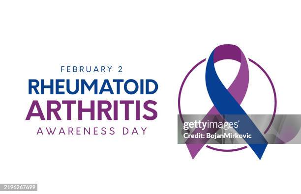 ilustraciones, imágenes clip art, dibujos animados e iconos de stock de tarjeta de fondo del día de concientización sobre la artritis reumatoide, pancarta, 2 de febrero. vector - artritis