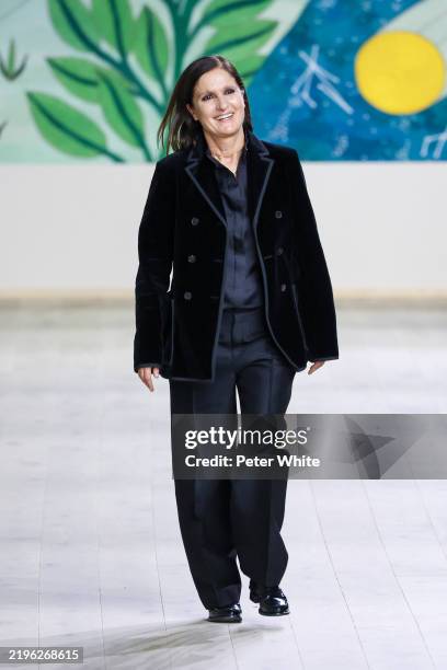 Maria Grazia Chiuri walks the runway during the Christian Dior Haute Couture Spring-Summer 2025 show as part of Paris Fashion Week on January 27,...