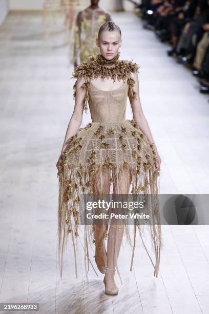 Model walks the runway during the Christian Dior Haute Couture Spring-Summer 2025 show as part of Paris Fashion Week on January 27, 2025 in Paris,...