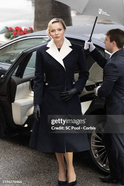 Princess Charlene of Monaco attends the Ceremony Of The Sainte-Devote on January 27, 2025 in Monaco, Monaco. Sainte Devote is the patron saint of The...