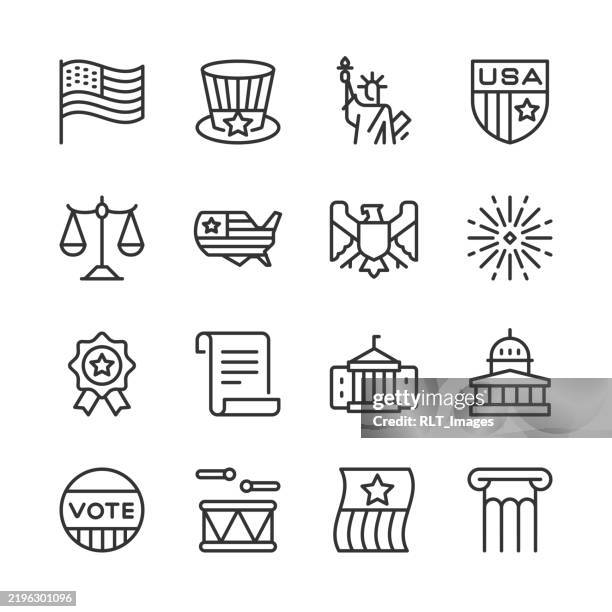 usa icons — monoline series - constitution stock illustrations