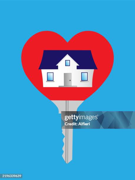 we love the house - property developer stock illustrations