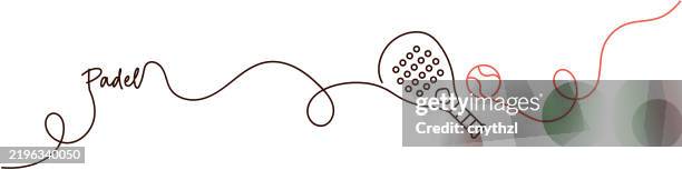 continuous line drawing of padel tennis icon. hand drawn symbol vector illustration. - continuous-learning-icon stock illustrations