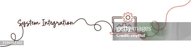 continuous line drawing of system integration icon. hand drawn symbol vector illustration. - integrated systems icon stock illustrations