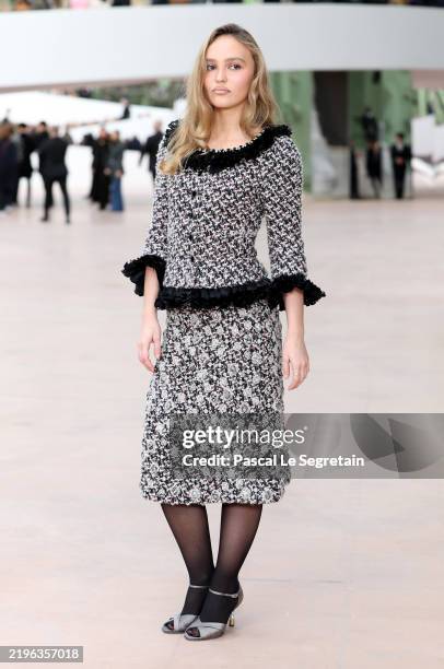 Lily-Rose Depp attends the Chanel Haute Couture Spring-Summer 2025 show as part of Paris Fashion Week on January 28, 2025 in Paris, France.