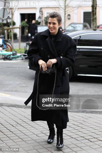 Charlotte Casiraghi is seen during the Haute Couture Spring-Summer 2025 as part of Paris Fashion Week on January 28, 2025 in Paris, France.
