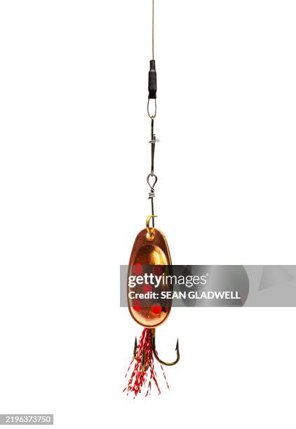 fishing lure isolated - cebo fotografías e imágenes de stock