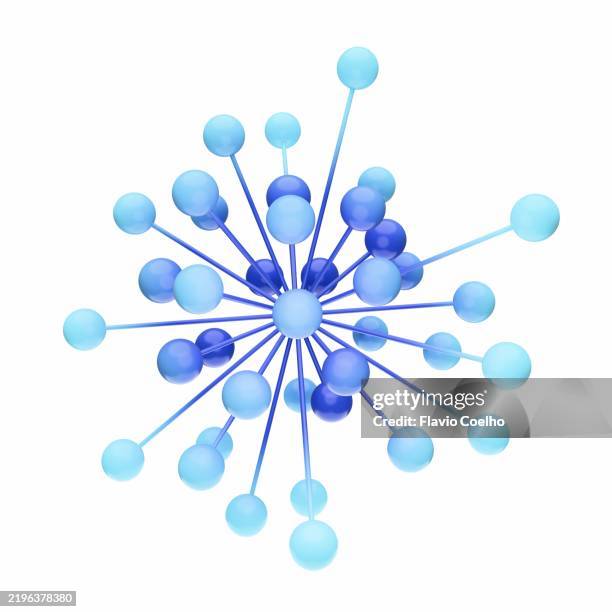 3d visualization of a molecular structure with interconnected spheres - chemical bonding stock pictures, royalty-free photos & images