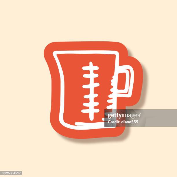 doodled measuring cup kitchen gadget sticker - measuring cup stock illustrations