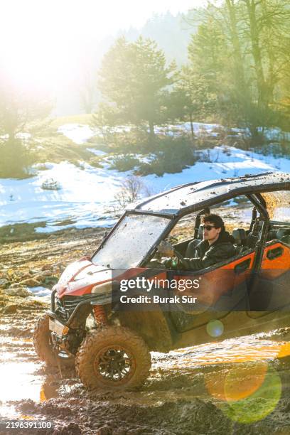 utv, off road track, adventure and adrenaline - atv tire stock pictures, royalty-free photos & images