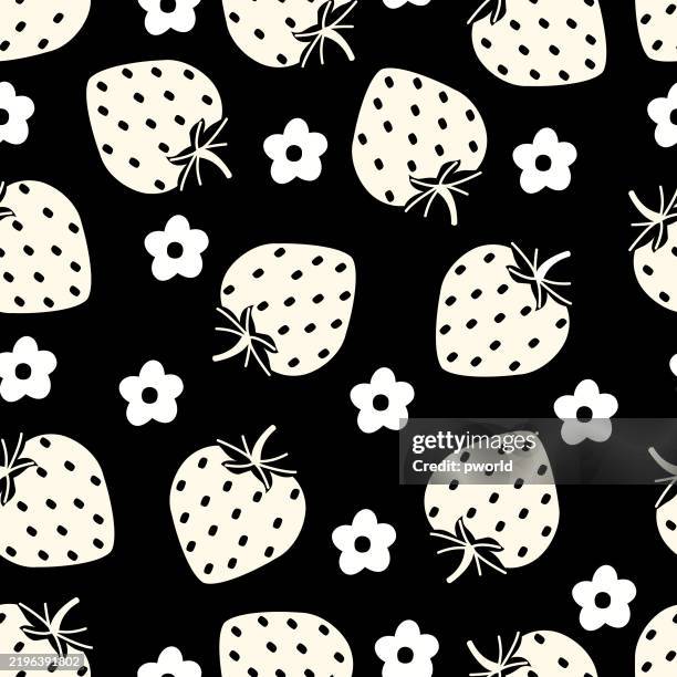 strawberry seamless pattern . - strawberries pattern stock illustrations