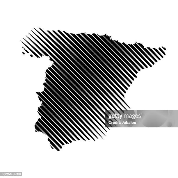 spain iberian peninsula represented with half tone geometric lines - iberian peninsula stock illustrations