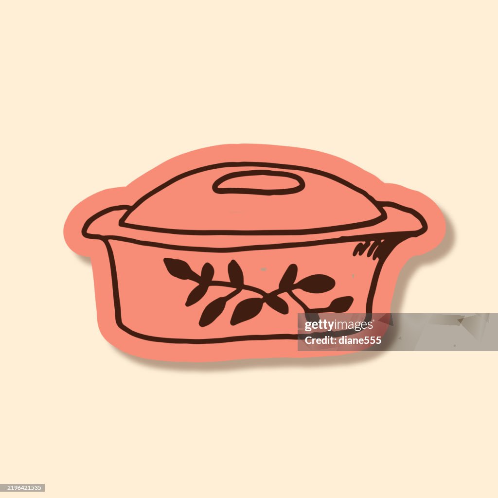 Doodled Casserole Dish Kitchen Sticker