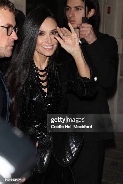 Demi Moore attends the Giorgio Armani Privé Haute Couture Spring-Summer 2025 show as part of Paris Fashion Week on January 28, 2025 in Paris, France.