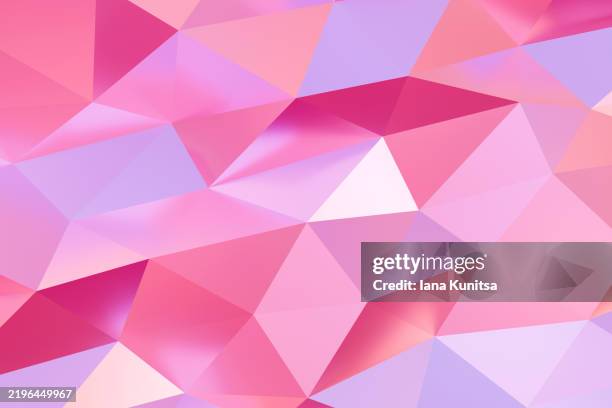 abstract polygonal, triangular multicolored red, purple lilac, blue, pink gradient background. beauty 3d pastel holographic texture, trendy colored pattern. design element. - polygon pattern stock pictures, royalty-free photos & images