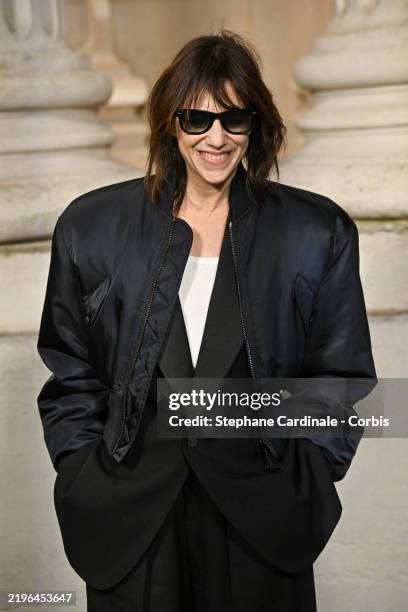 Charlotte Gainsbourg attends the Saint Laurent Menswear Fall-Winter 2025/2026 show as part of Paris Fashion Week at La Bourse de Commerce - Pinault...