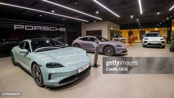 New Electric cars made by Porsche, Hong Kong, China.
