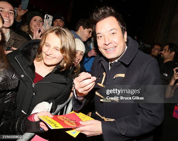 Jimmy Fallon Sign Jimmy Fallon signs autographs as he makes his Broadway debut in the ...