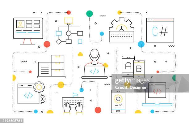 Programming Related Vector Illustration Coding Developer Devops ...
