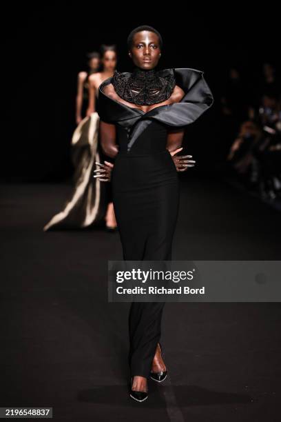 Model walks the runway during the Gaurav Gupta Haute Couture Spring-Summer 2025 show as part of Paris Fashion Week on January 29, 2025 in Paris,...