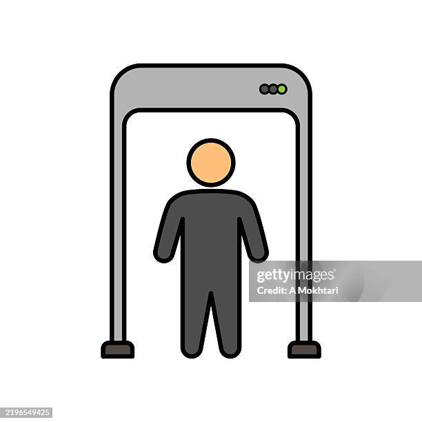 security gate with person walking through. - security check stock illustrations