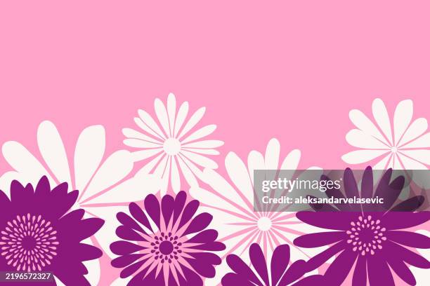 stylized flowers border - simple flower pattern stock illustrations