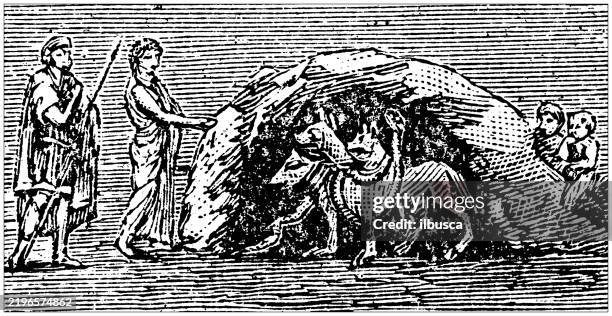 cerberus guarding hades - cerberus stock illustrations