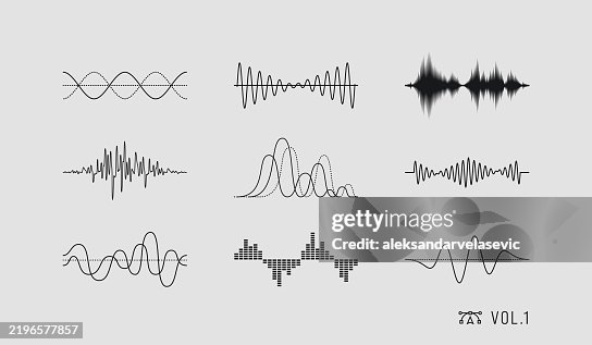 Sound Wave Illustrations with Editable Stroke Sound Wave Illustrations with Editable Stroke