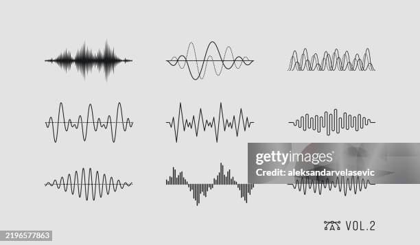 sound wave illustrations with editable stroke - sound wave stock illustrations