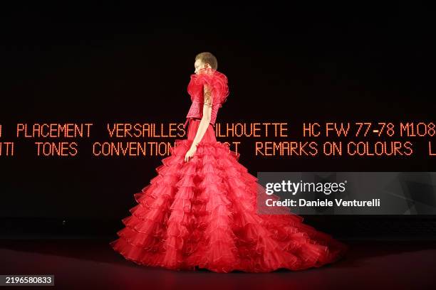 Model walks the runway during Vertigineux, the Valentino Haute Couture Spring-Summer 2025 show as part of Paris Fashion Week on January 29, 2025 in...
