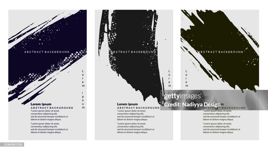 Collection of abstract designs with dirty grunge paint brush strokes. urban street art grunge texture. Abstract modern design for website, cover, brochure, flyer, presentation, banner, Vector illustration.