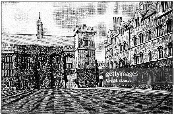 pembroke college, oxford, england - pembrokeshire stock illustrations