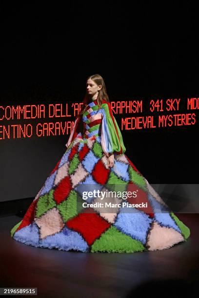 Model walks the runway during the Valentino Haute Couture Spring-Summer 2025 show as part of Paris Fashion Week on January 29, 2025 in Paris, France.