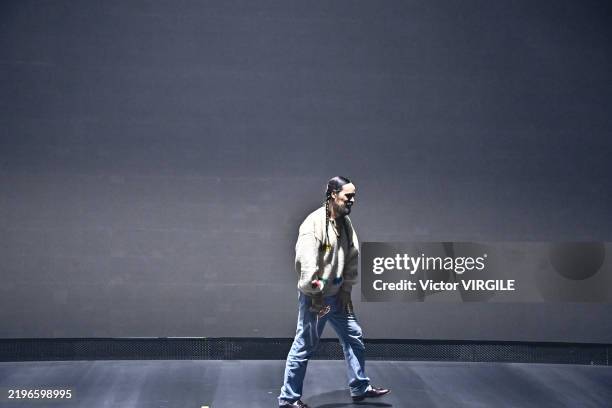 Fashion designer Alessandro Michele walks the runway during the Valentino Haute Couture Spring/Summer 2025 fashion show as part of the Paris Haute...