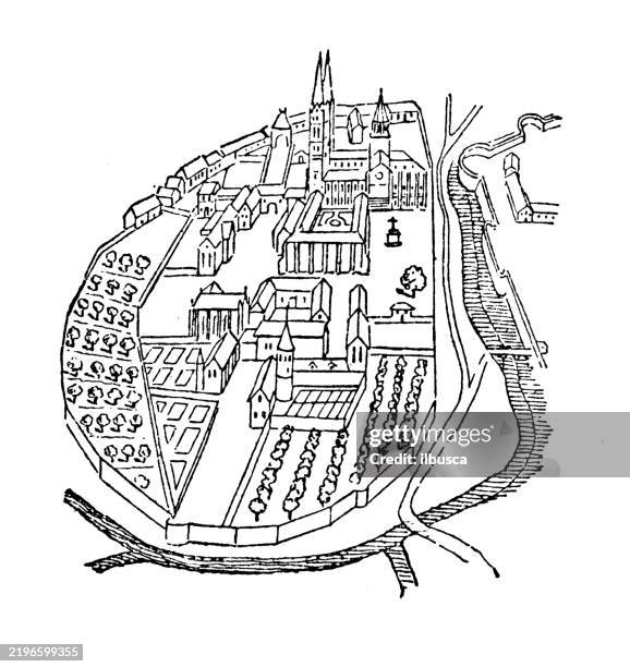 convent, st etienne, caen - normandy stock illustrations
