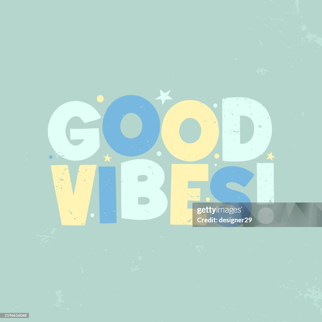 Good vibes groovy lettering icon vector design