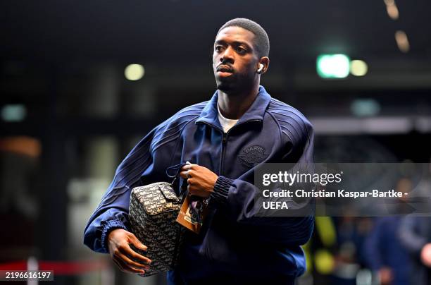 Ousmane Dembele of Paris Saint-Germain arrives at the stadium prior to the UEFA Champions League 2024/25 League Phase MD8 match between VfB Stuttgart...