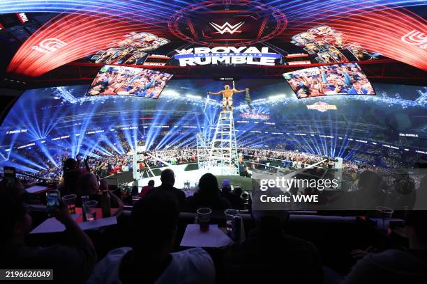 Fans watch Royal Rumble at Cosm Dallas on February 1, 2025 in The
